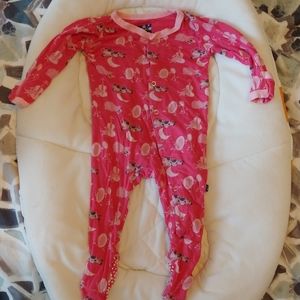 Kickee Pants pink button-up footie pajamas, 3-6 mo